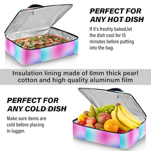 Kcldeci Insulated Thermal Food Carrier Insulated Casserole Carrier for Hot or Cold Food,Colorful Blur Gradient Insulated Tote Bag for Potluck Cookouts Parties Picnic,Lasagna Lugger