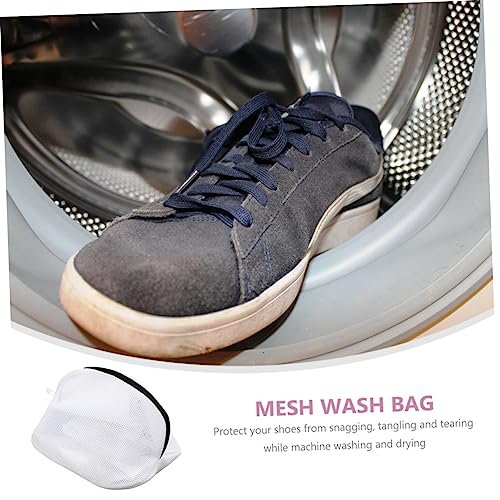 Unomor 2pcs Laundry Bag Wash Bag Mesh Wash Bag Travel Shoe Bags Shoes Washing Bag Sock Sneakers Sneaker Washing Bag Shoes Wash Pouch Sneaker Wash Pouches Stand White