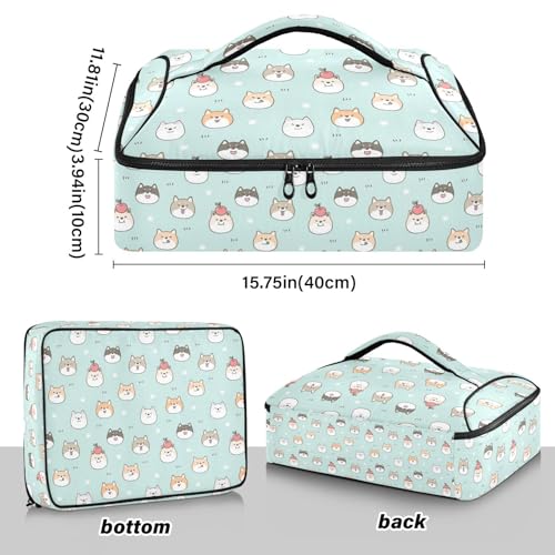 Kcldeci Insulated Thermal Food Carrier Insulated Casserole Carrier for Hot or Cold Food,Cute Cartoon Face Insulated Tote Bag for Potluck Cookouts Parties Picnic,Lasagna Lugger