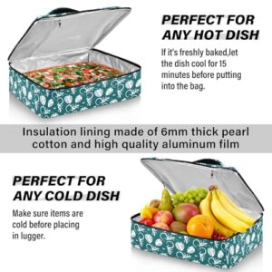 Kcldeci Insulated Thermal Food Carrier Insulated Casserole Carrier for Hot or Cold Food,Tropical Monstera Leaves Lizard Insulated Tote Bag for Potluck Cookouts Parties Picnic,Lasagna Lugger