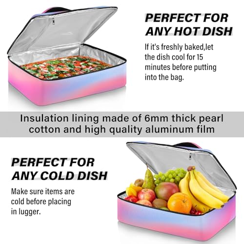 Kcldeci Insulated Thermal Food Carrier Insulated Casserole Carrier for Hot or Cold Food,Vibrant Gradient Blurred Insulated Tote Bag for Potluck Cookouts Parties Picnic,Lasagna Lugger