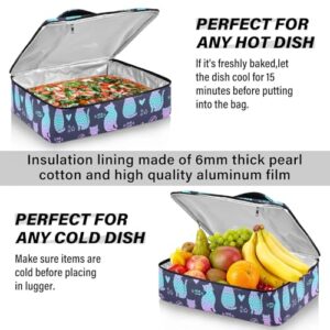 Kcldeci Insulated Thermal Food Carrier Insulated Casserole Carrier for Hot or Cold Food,Cats and Hearts Insulated Tote Bag for Potluck Cookouts Parties Picnic,Lasagna Lugger