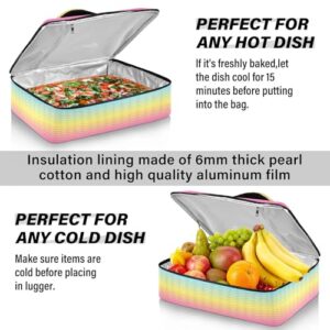 Kcldeci Insulated Thermal Food Carrier Insulated Casserole Carrier for Hot or Cold Food,Rainbow Blurred Insulated Tote Bag for Potluck Cookouts Parties Picnic,Lasagna Lugger