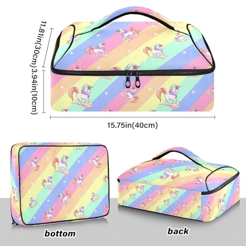 Kcldeci Insulated Thermal Food Carrier Insulated Casserole Carrier for Hot or Cold Food,Unicorn Vector Pattern Graphic Design Insulated Tote Bag for Potluck Cookouts Parties Picnic,Lasagna Lugger