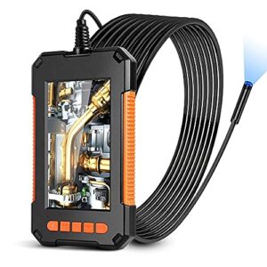 8mm inspection borescope camera, 4.3inch screen, ip67 waterproof, 1080p endoscope snake camera, semi-rigid cable, 8 led lights(5m/16.4ft cable)