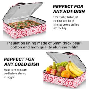 Kcldeci Insulated Thermal Food Carrier Insulated Casserole Carrier for Hot or Cold Food,St Valentine’s Day Insulated Tote Bag for Potluck Cookouts Parties Picnic,Lasagna Lugger