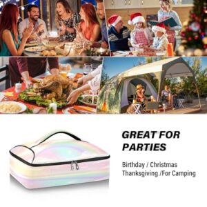 Kcldeci Insulated Thermal Food Carrier Insulated Casserole Carrier for Hot or Cold Food,Rainbow Unicorn Insulated Tote Bag for Potluck Cookouts Parties Picnic,Lasagna Lugger