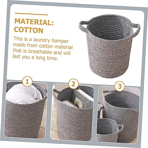 SOESFOUFU Laundry Basket Clothes Storage Basket Empty Basket Blanket Storage Basket Foldable Laundry Hamper Basket for Clothes Basket for Blankets Hampers for Laundry Dark Grey Cotton