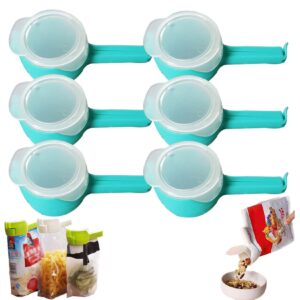 znsjilo bag clips with pour spout, snack clips that pour, seal and pour bag clip, food storage sealing clips with pour spouts, reusable snack clips pour for kitchen (6pcs a)