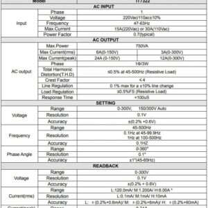 Variable Frequency Power Source Supply, IT7322(300V6A750VA), 750W 750VA, AC Power Source Conversion, Programmable 45-500HZ