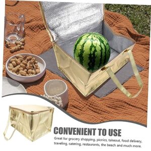 COLLBATH Insulation Insulated Cooler Reusable Food Transport Cooler Insulated Food Insulated Shopping Tote Golden Pearl Cotton Composite Aluminum Insulation Layer