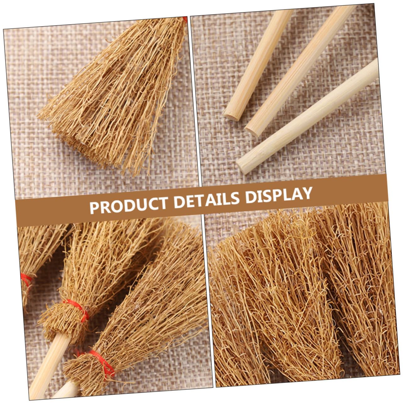 WOONEKY 72 Pcs Mini Red Rope Broom 24pcs (Large Broom) Mini Witches Broomsticks Mini Cinnamon Brooms Stick Halloween Decorations Wizard Flying Broom Witch Broom Decoration Brown Pine Wood