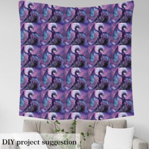 Erosebridal Fantasy Dragon Fabric by The Yard,Western Dragon Upholstery Fabric,Safari Animal Decorative Fabric,Galaxy Sky Indoor Outdoor Fabric,Purple Black,1 Yard