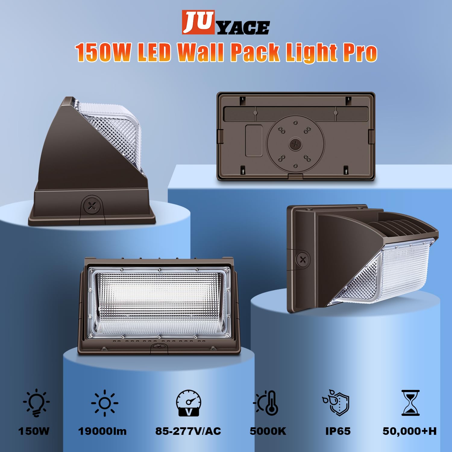 Juyace 150W LED Wall Pack Light with Photoelectric 4Pack 300W LED Parking Lot Light with Photoelectric