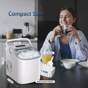 ICEVIVAL Ice Maker Countertop, 27Lbs/24H, 9Cubes in 6Mins, Self-Cleaning, Portable Ice Maker Machine with Handle, Ice Scoop, and Basket for Home, Kitchen, Party, Bar, Office