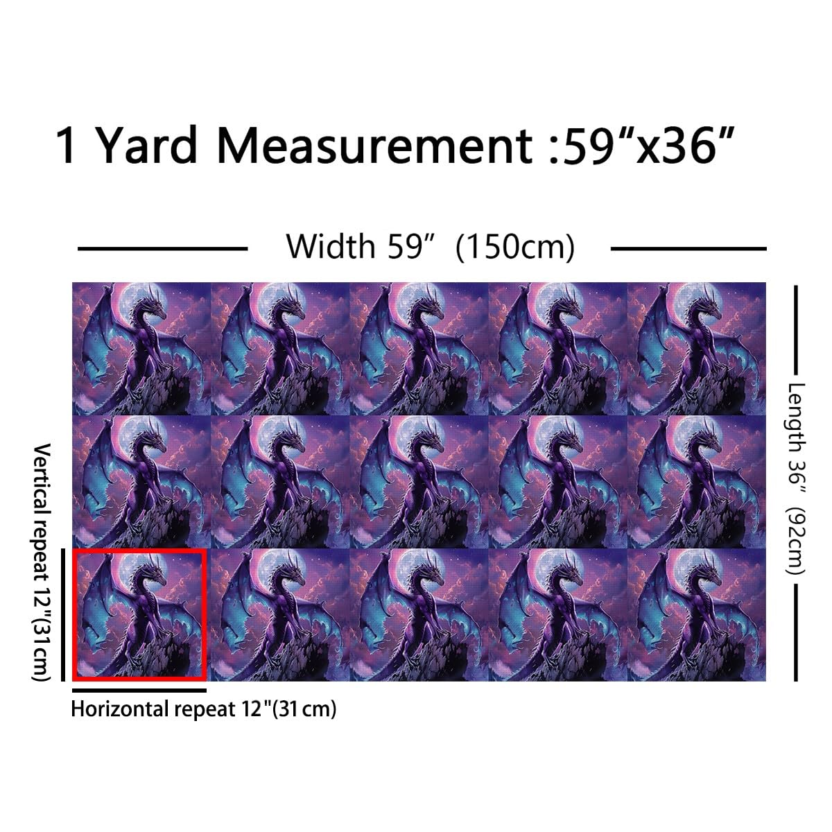 Erosebridal Fantasy Dragon Fabric by The Yard,Western Dragon Upholstery Fabric,Safari Animal Decorative Fabric,Galaxy Sky Indoor Outdoor Fabric,Purple Black,1 Yard