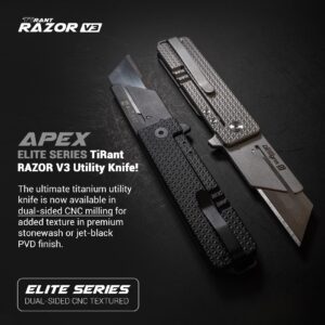 TiRant RAZOR V3 Utility Knife (Stonewashed 6AL-4V Titanium) Elite DUAL-APEX Edition EDC Box Cutter