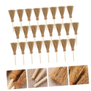 WOONEKY 72 Pcs Mini Red Rope Broom 24pcs (Large Broom) Mini Witches Broomsticks Mini Cinnamon Brooms Stick Halloween Decorations Wizard Flying Broom Witch Broom Decoration Brown Pine Wood