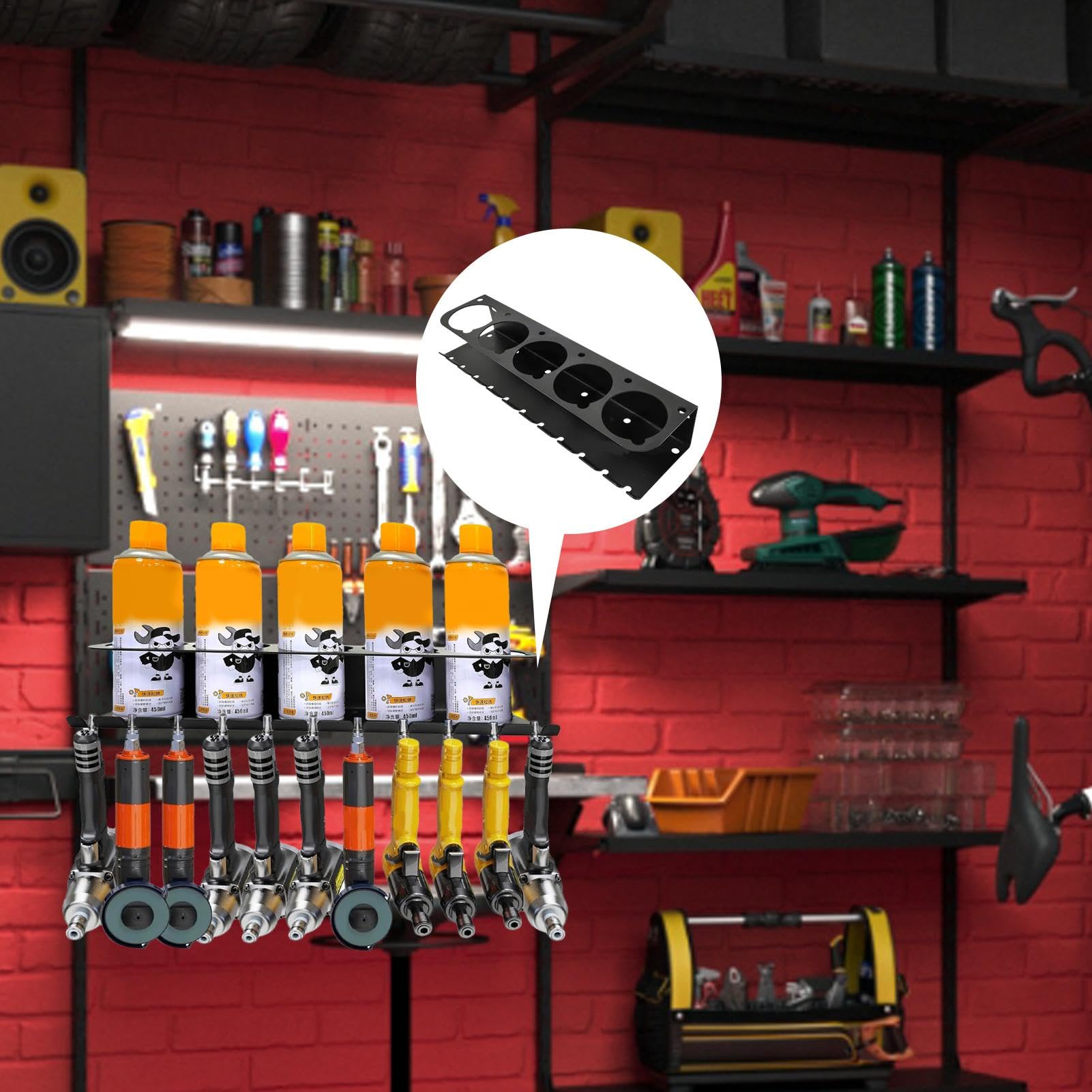 Spray Bottle Holder Rack | Wall Mounted Holder Rack Aerosol Storage Rack | Heavy Duty Organizer Tool Steel 5 Holes Bottle Holder for Paint Can & Spray Can