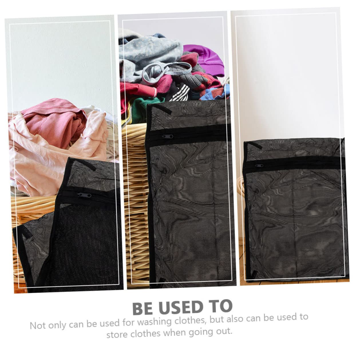 WHAMVOX 6pcs Drawstring Laundry Bags Clothes Washing Bags Travel Wash Bag Machine Washable Laundry Bag Net Washing Bag Laundry Pouch Dirty Clothes Container Shoe Wash Bag Polyester Black