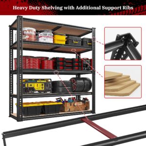 REIBII 72''H Garage Shelving 2500LBS Storage Shelves Heavy Duty Shelving 5 Tier Metal Shelves for Garage Shelves Adjustable Shelving Units and Storage for Closet Pantry Shelf, 72" H x 40" W x 19.7" D