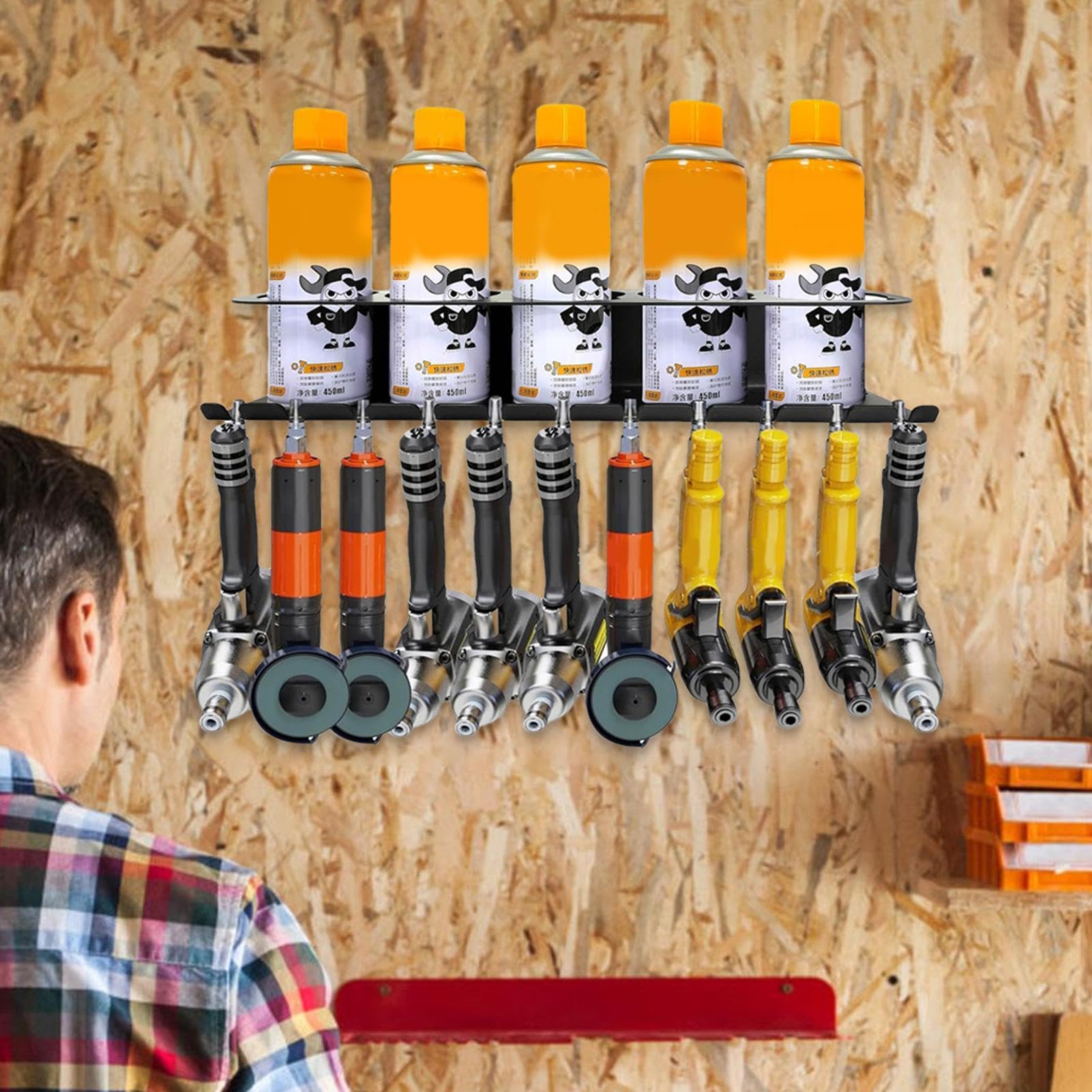 Spray Bottle Holder Rack | Wall Mounted Holder Rack Aerosol Storage Rack | Heavy Duty Organizer Tool Steel 5 Holes Bottle Holder for Paint Can & Spray Can