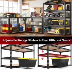 REIBII 72''H Garage Shelving 2500LBS Storage Shelves Heavy Duty Shelving 5 Tier Metal Shelves for Garage Shelves Adjustable Shelving Units and Storage for Closet Pantry Shelf, 72" H x 40" W x 19.7" D