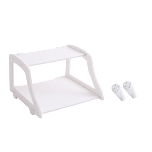 KOMBIUDA 1pc Router Storage Rack Layer Storage Shelf Router Wall Holder Router Stand Double-layer Storage Holder Mini Router Shelf Supports Shelf Holders Set-top-box Rack Plastic White