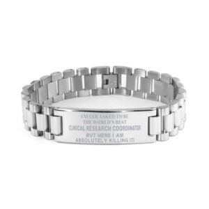 engraved world's best clinical research coordinator for christmas birthday unique gifts ladder stainless steel bracelet for wemen men, adjustable clinical research coordinator birthday graduation