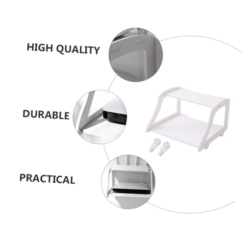 KOMBIUDA 1pc Router Storage Rack Layer Storage Shelf Router Wall Holder Router Stand Double-layer Storage Holder Mini Router Shelf Supports Shelf Holders Set-top-box Rack Plastic White