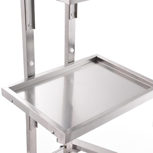 Folding Tray Trolley | Stainless Steel Rolling Cart - Modern Simple Pallet Design Utility Cart on Wheels for Living Room, Bathroom, Kitchen, Bedroom