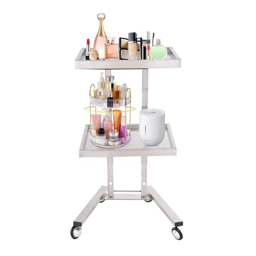 Folding Tray Trolley | Stainless Steel Rolling Cart - Modern Simple Pallet Design Utility Cart on Wheels for Living Room, Bathroom, Kitchen, Bedroom