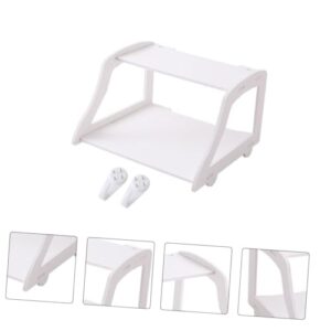 KOMBIUDA 1pc Router Storage Rack Layer Storage Shelf Router Wall Holder Router Stand Double-layer Storage Holder Mini Router Shelf Supports Shelf Holders Set-top-box Rack Plastic White