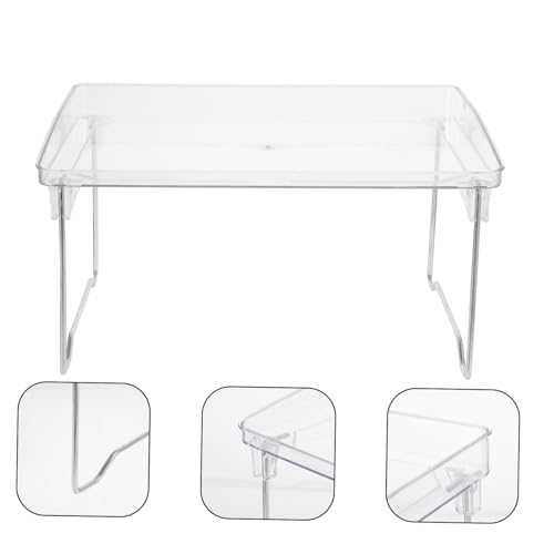 CAXUSD Foldable Storage Rack Shelf for Desk Desktop Shelf Kitchen Counter Rack Foldable Shelves Kitchen Storage Rack Cabinet Storage -Saving Shelf Makeup Rack Storage Stand White Plastic