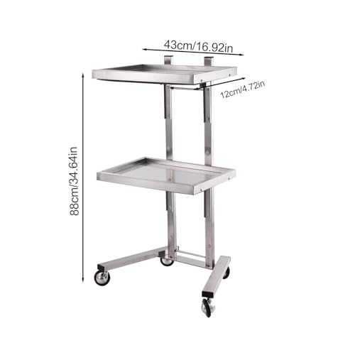 Folding Tray Trolley | Stainless Steel Rolling Cart - Modern Simple Pallet Design Utility Cart on Wheels for Living Room, Bathroom, Kitchen, Bedroom