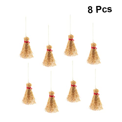 JOINPAYA 8 Pcs Mini Wooden Broom Ornament Tabletop Decor Miniture Decoration Mini Wizard Broom Witch Broom Mini Accessories Craft Brooms Mini Miniature Broom Decor Mini Decor Red