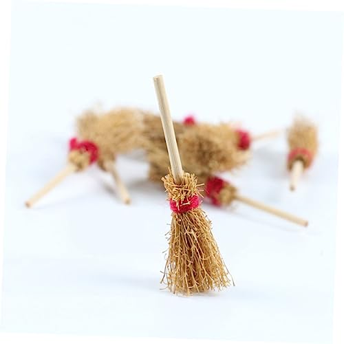 JOINPAYA 8 Pcs Mini Wooden Broom Ornament Tabletop Decor Miniture Decoration Mini Wizard Broom Witch Broom Mini Accessories Craft Brooms Mini Miniature Broom Decor Mini Decor Red