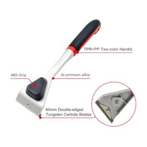 Paint Carbide Scraper, TPR Handle Ergonomic Tool for Wood Glue Resin, Circular Grip Paint Scraping, Disassemblable Blades for Multiple Tasks, Alloy