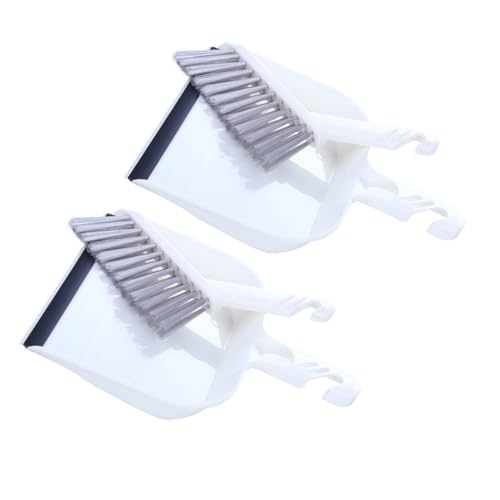 2 Sets Cleaning Brush Home Cleaning Accessory Kitchen Mini Pan Table Cleaning Tool Mini Hand Broom Shovel Brush Combination Mini Dustpan Household Cleaning Supplies Plastic White Healeved