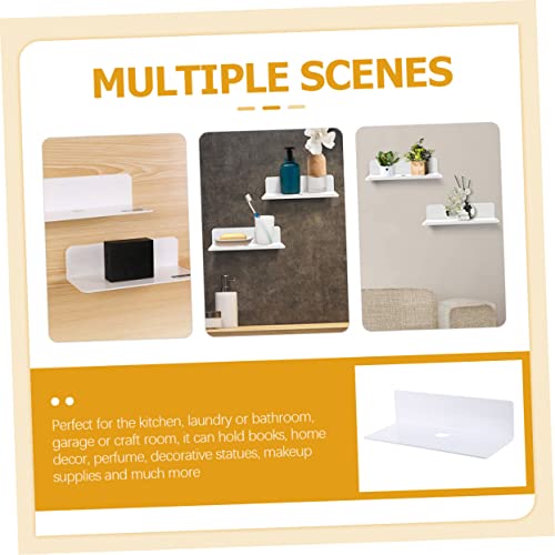 KITANDOVE 4pcs L-shaped Storage Rack White Shelves Floating Corner Shelves Floating Wall Bracket Repisas De Pared Para Cuarto Wall Shelves Astetic Room Decor Adhesive Wall Shelf