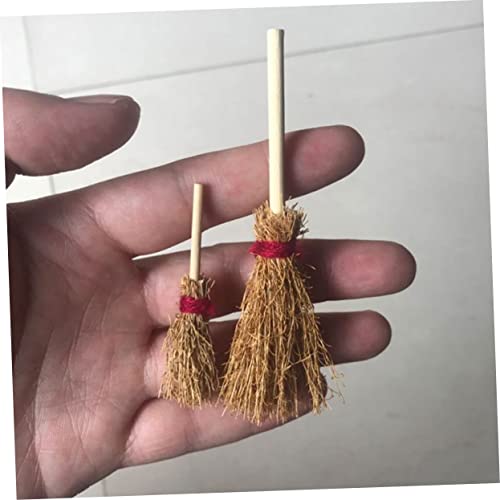 JOINPAYA 8 Pcs Mini Wooden Broom Ornament Tabletop Decor Miniture Decoration Mini Wizard Broom Witch Broom Mini Accessories Craft Brooms Mini Miniature Broom Decor Mini Decor Red