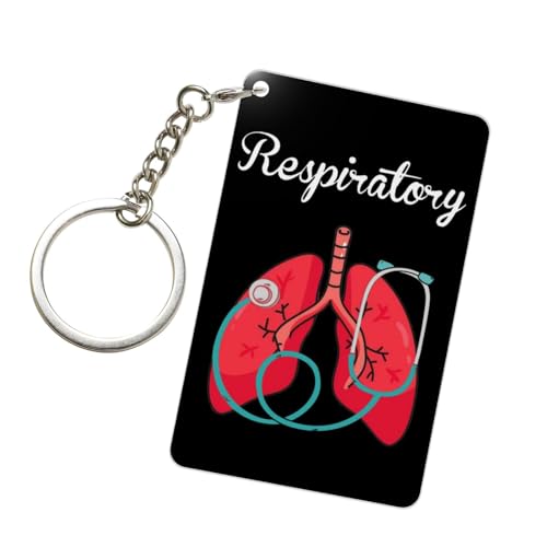 NFDWL Respiratory Therapist Stethoscope Glossy Rectangular Acrylic Keychain Sleek Modern Key Accessory Men Women 2x3in