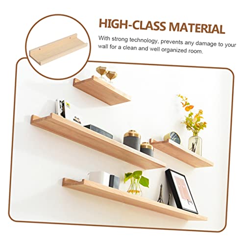 HOMOCONO Wooden Shelf Wall Mounted Shelf Wall Mount Shelves Multi-Function Floating Shelf Decorative Shelves Wall Hanging Shelf Farmhouse Floating Shelf Ledge Display Shelf Wall Stand Khaki