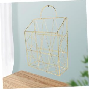 HOLIDYOYO Hanging Shelf Magazine Racks Desk Storage Shelf Wall File Organizer Hanging Magazine Mounted Mail Holder Storage Document Organizer Modern Magazine Rack Yellow