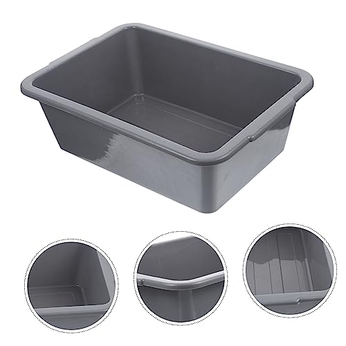 WHAMVOX Bus Tub Bin Commercial Tote Tubs Washing Basin Tub Utility Tote Busser Commercial Tote Tub for Home Rectangular Foot Soak Tub Bucket Dish Washing Tub Collapsable Pan Plastic Grey