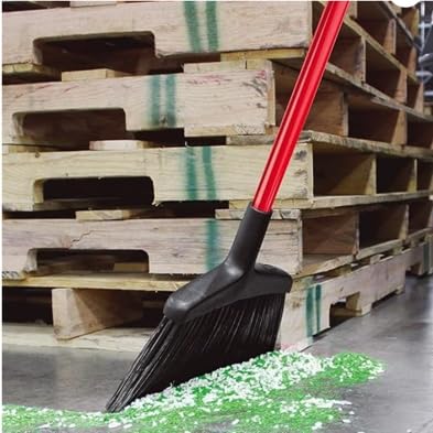 Commercial Wide Commercial Angle Broom, 55" Length, 15" Width, Black/Red (6)