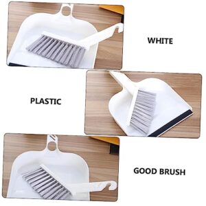 2 Sets Cleaning Brush Home Cleaning Accessory Kitchen Mini Pan Table Cleaning Tool Mini Hand Broom Shovel Brush Combination Mini Dustpan Household Cleaning Supplies Plastic White Healeved