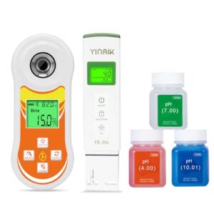 yinmik brix refractometer & ph meter with ph calibration solution