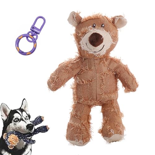 Shirem Robust Bear, Benebones for Dogs, Robust Plush Indestructible Dog Toy, Indestructible Robust Bear Dog Toy, Plush Bear Dog Chew Toy, Bite Buddy Chew Toy for Dogs Indestructible(Light brown)