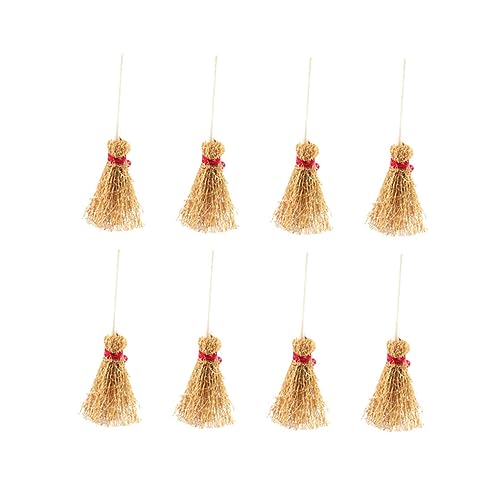 JOINPAYA 8 Pcs Mini Wooden Broom Ornament Tabletop Decor Miniture Decoration Mini Wizard Broom Witch Broom Mini Accessories Craft Brooms Mini Miniature Broom Decor Mini Decor Red